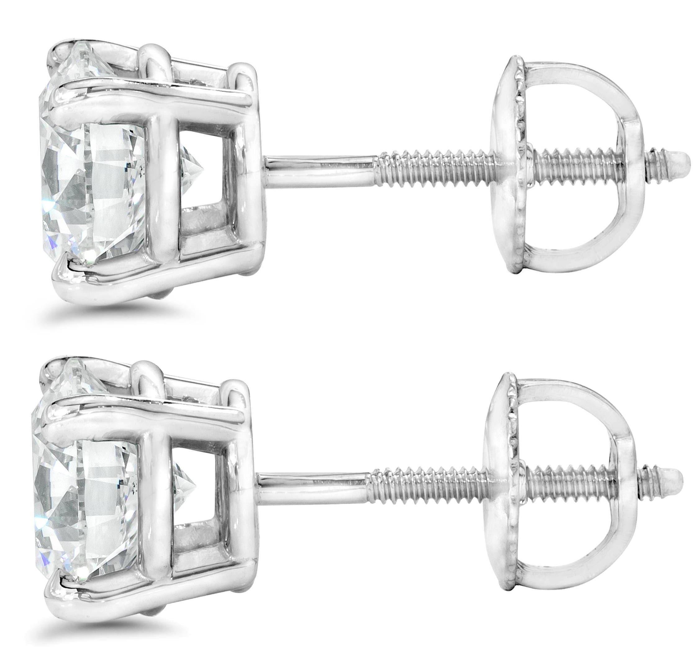 Bliss Diamond Certified 4 Ct Tw Round Lab Grown Screw Back Studs 14k ...