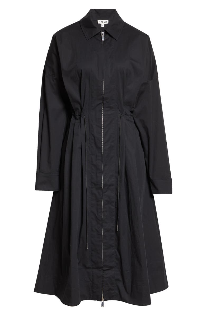 STAUD Chi Midi Shirtdress, Main, color, Black