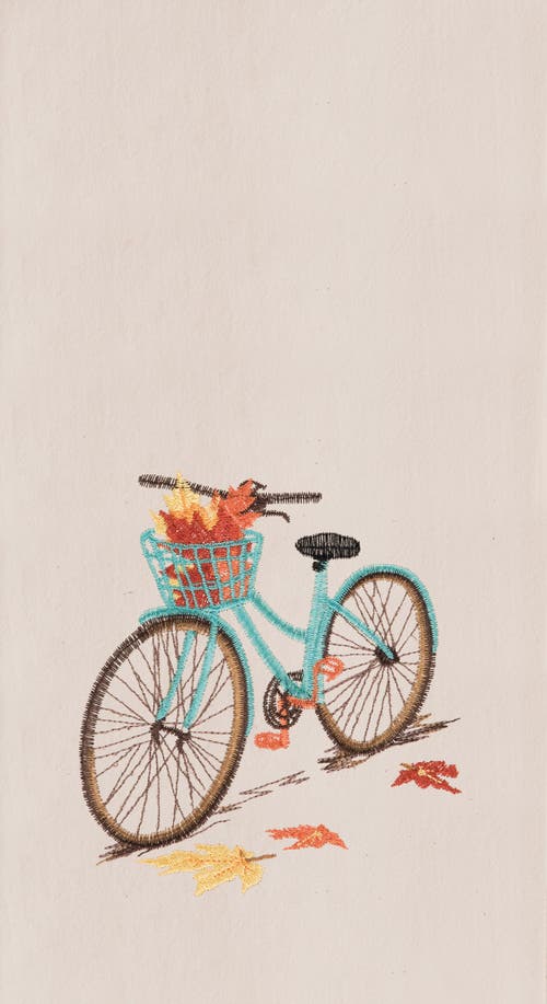C & F Home C&f Home Fall Bike Embroidered Cotton Flour Sack Kitchen Towel Dishtowel In Green
