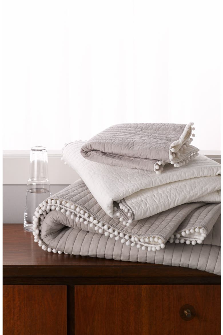 'Pom Pom' Reversible Quilt, Alternate, color, TAUPE