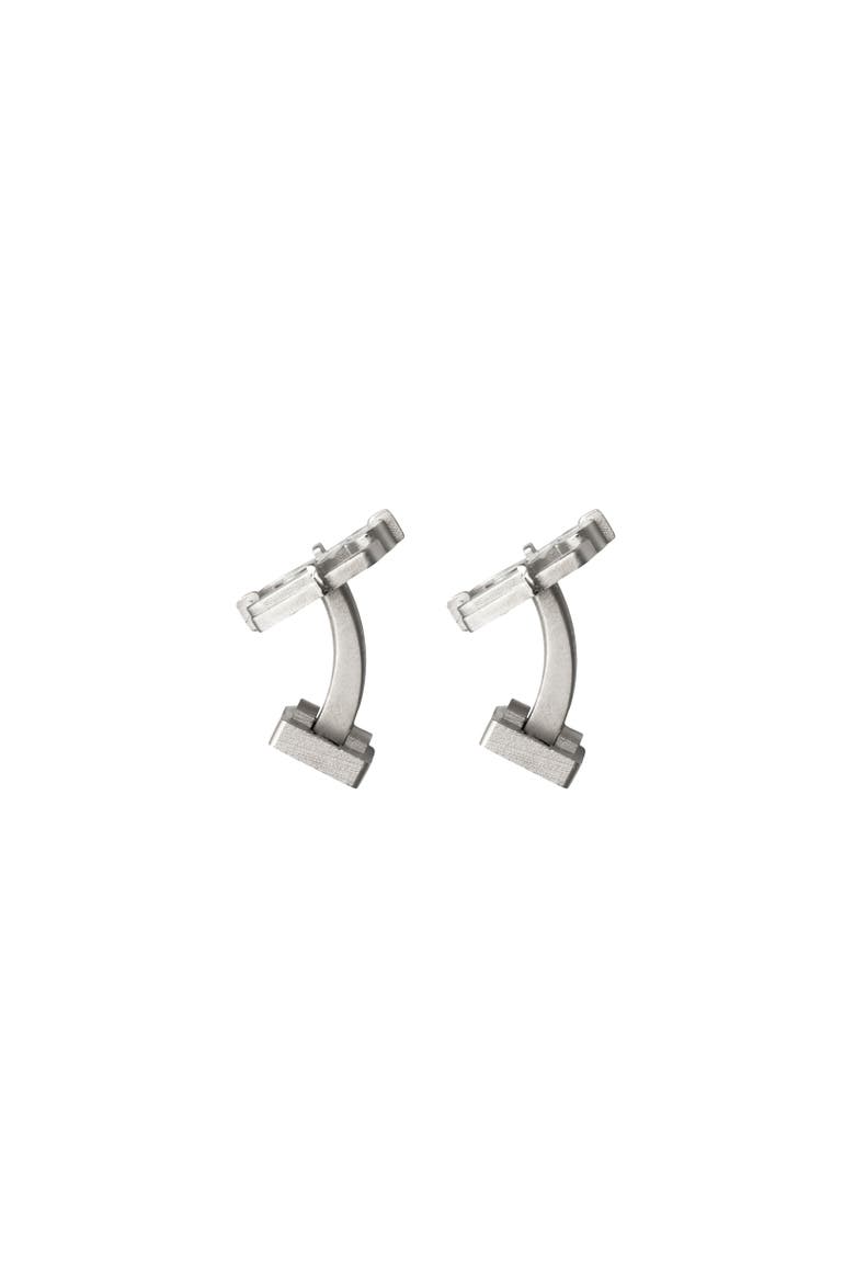 B Charm Cufflinks, Alternate, color, Silver