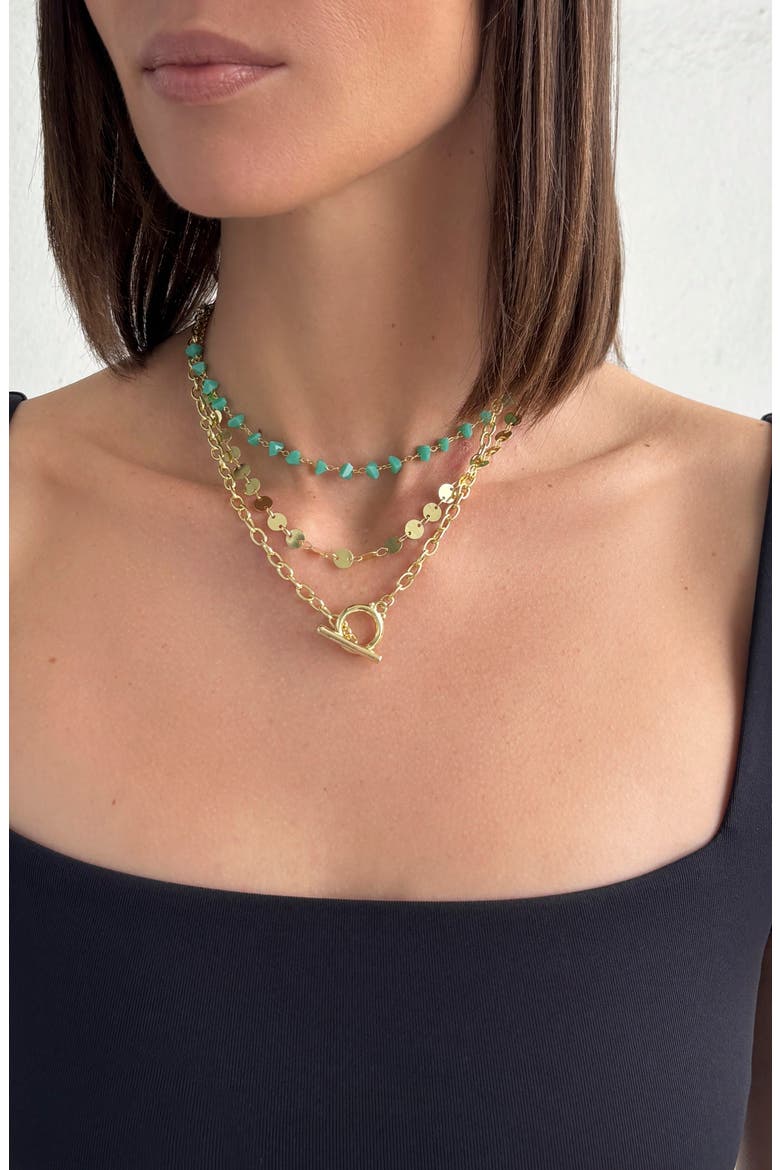 Set of 3 Chain Necklaces, Alternate, color, BLUE/ GOLD