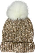 MARCUS ADLER Chenille Beanie with Faux Fur Pompom