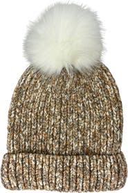 MARCUS ADLER Chenille Beanie with Faux Fur Pompom