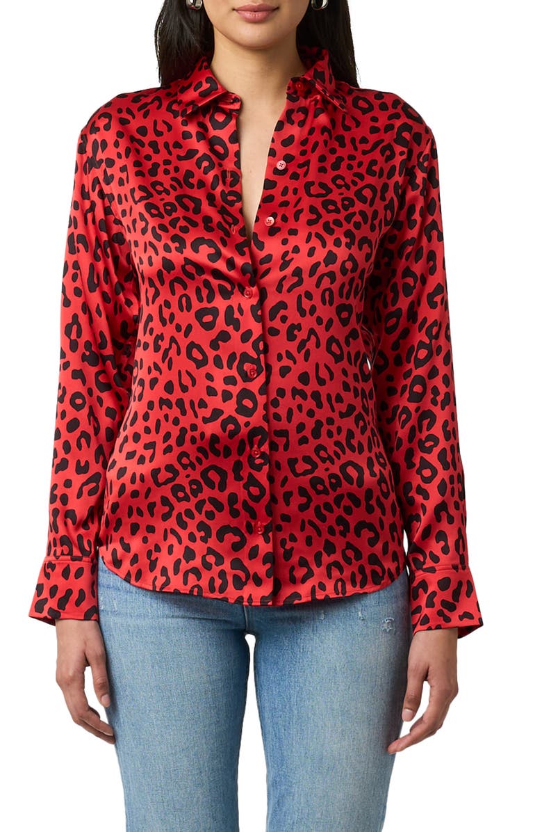 Equipment Print Silk Button-Up Shirt, Main, color,