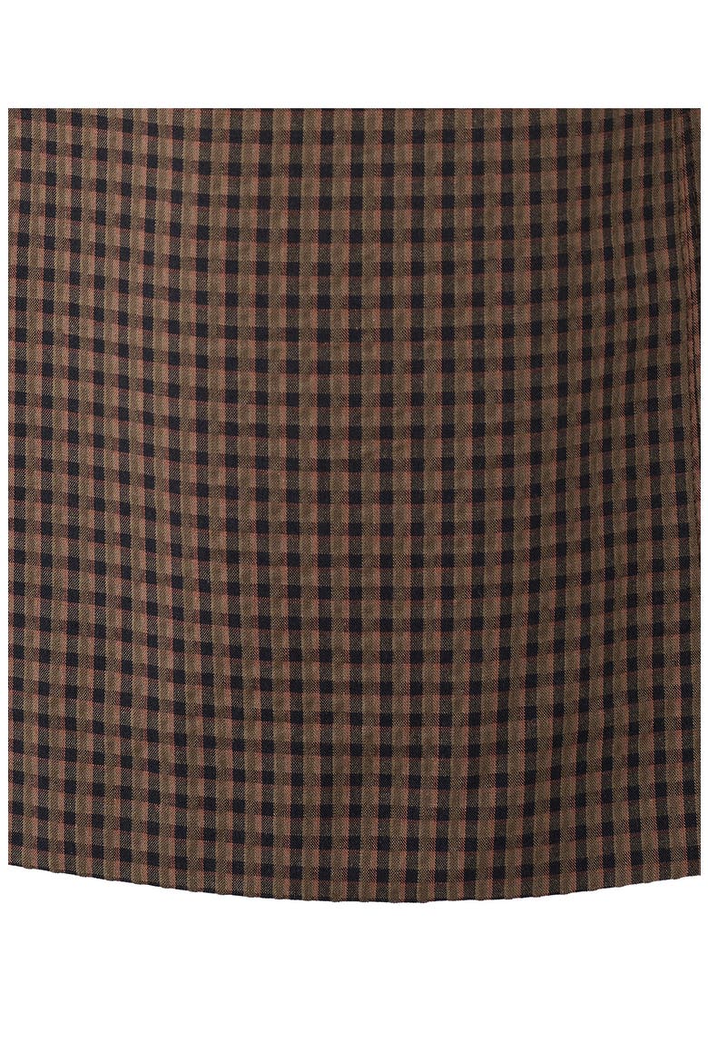 Gingham Check Cottoned Minidress, Alternate, color, BROWN