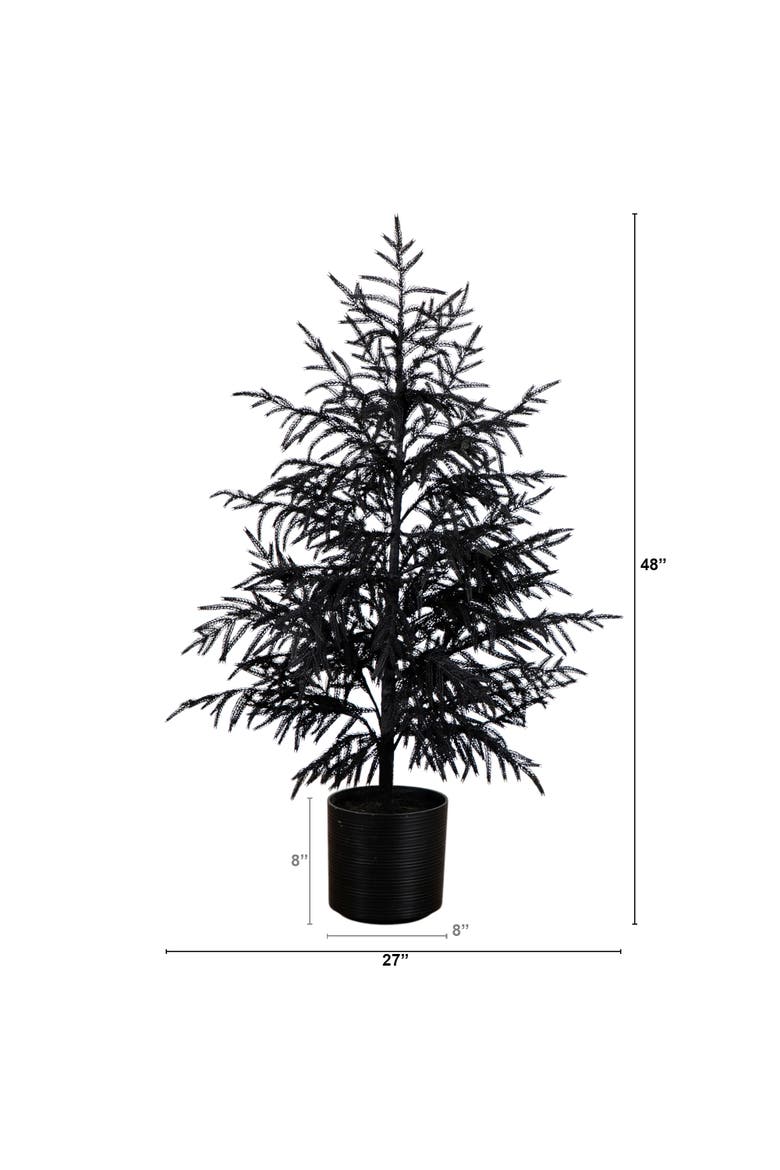 4-ft Artificial Halloween Real Touch Black Norfolk Pine Christmas Tree with Natural Look, Alternate, color, Black