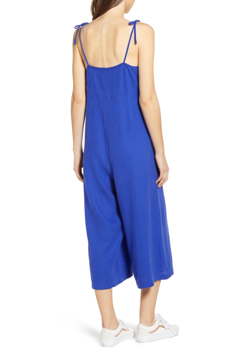 BP. Square Neck Linen Blend Crop Wide Leg Jumpsuit, Alternate, color, 