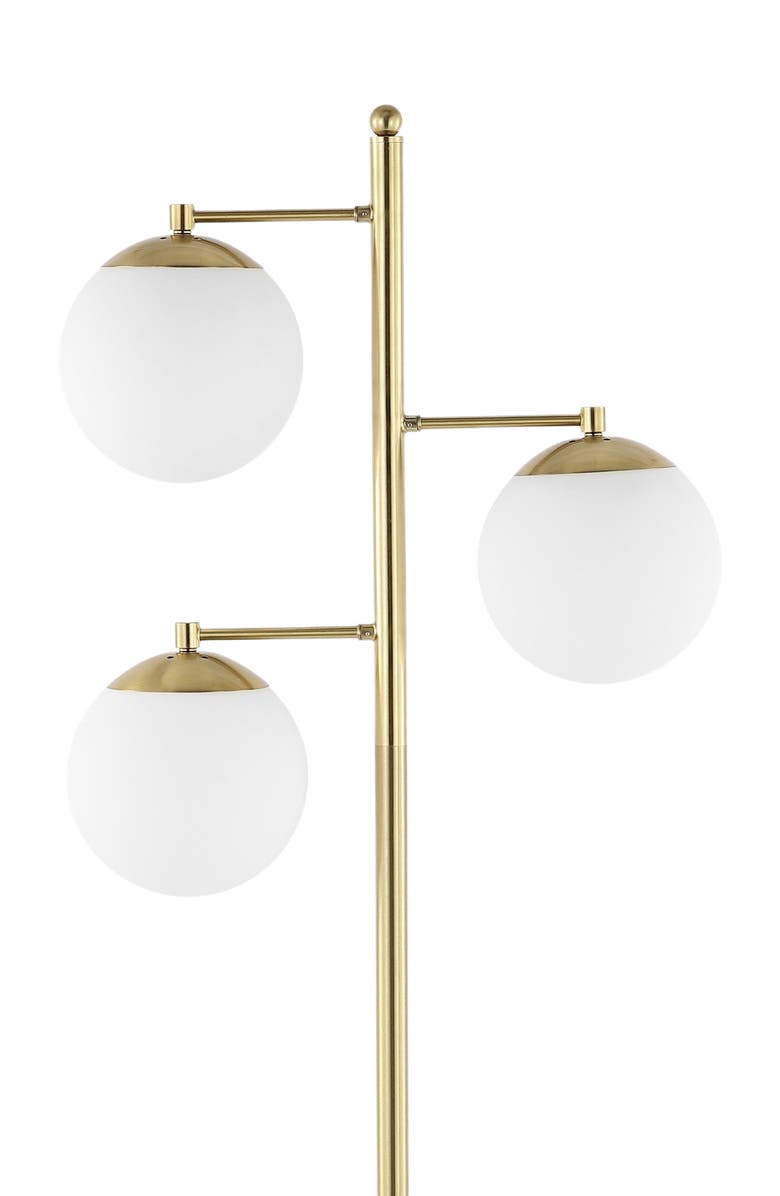 JONATHAN Y Ellie 66" 3-Light Modern Vintage Iron LED Floor Lamp, Brass Gold/White, Alternate, color, Brass Gold