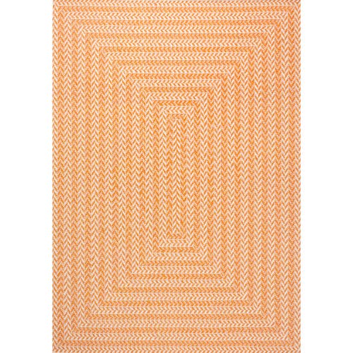 Jonathan Y Chevron Modern Concentric Squares Indoor/outdoor Area Rug In Orange/cream