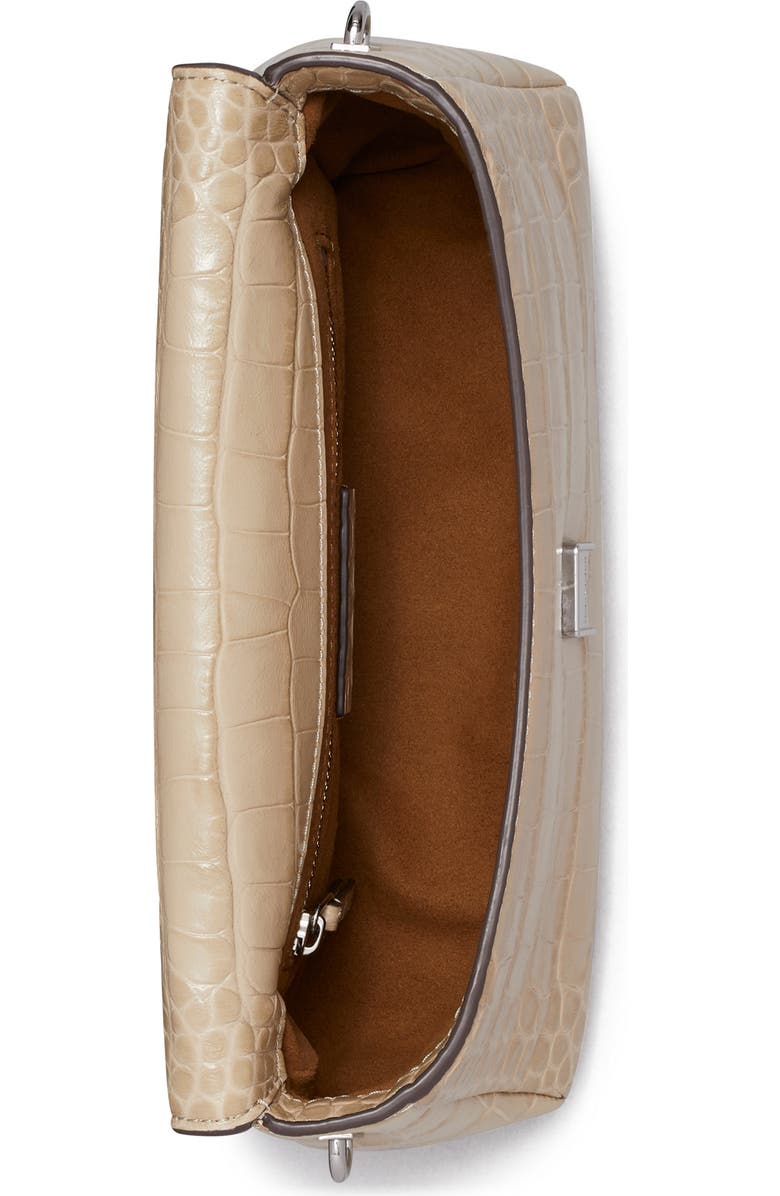 Tory Burch Small Charlie Croc Embossed Shoulder Bag, Alternate, color, Light Hickory