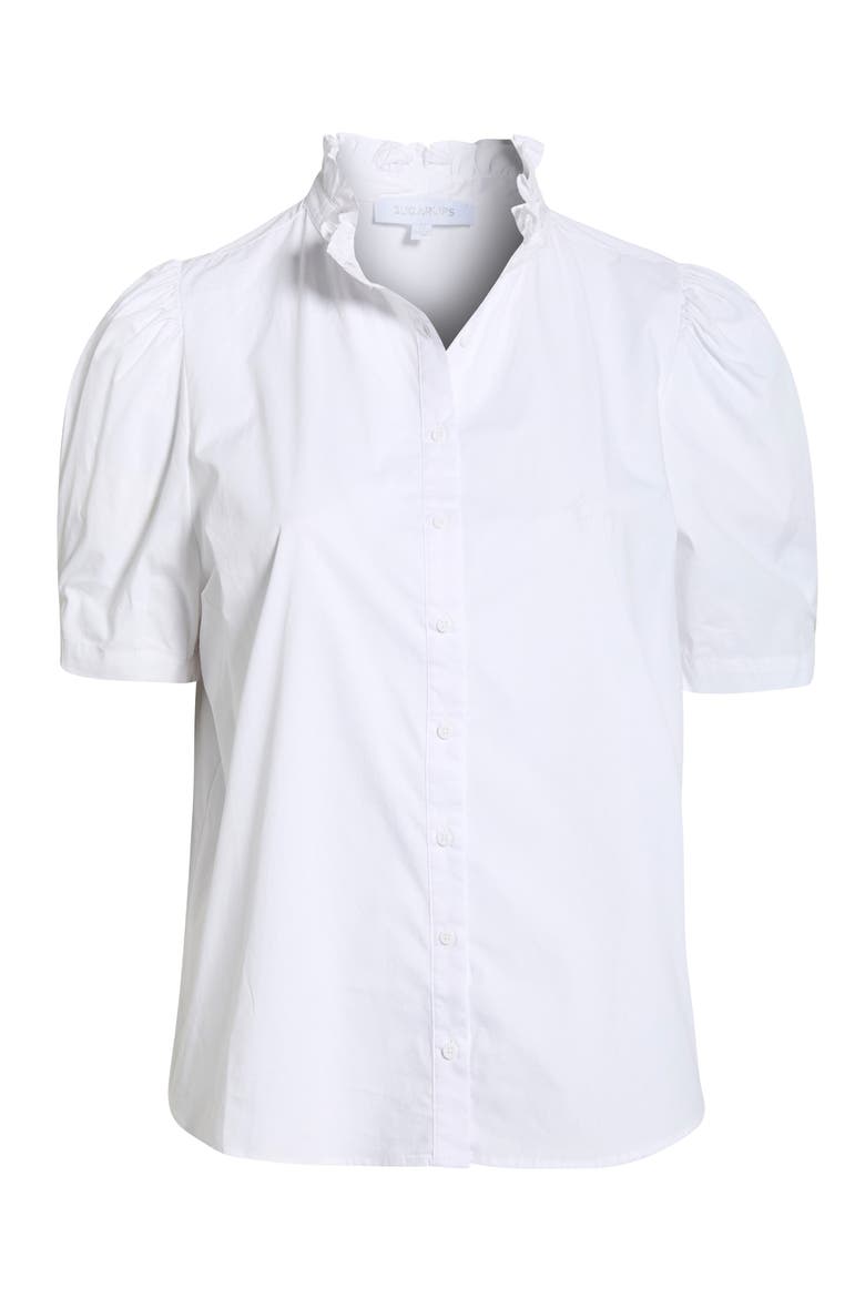 Finley Ruffle Puff Sleeve Shirt, Alternate, color, WHITE