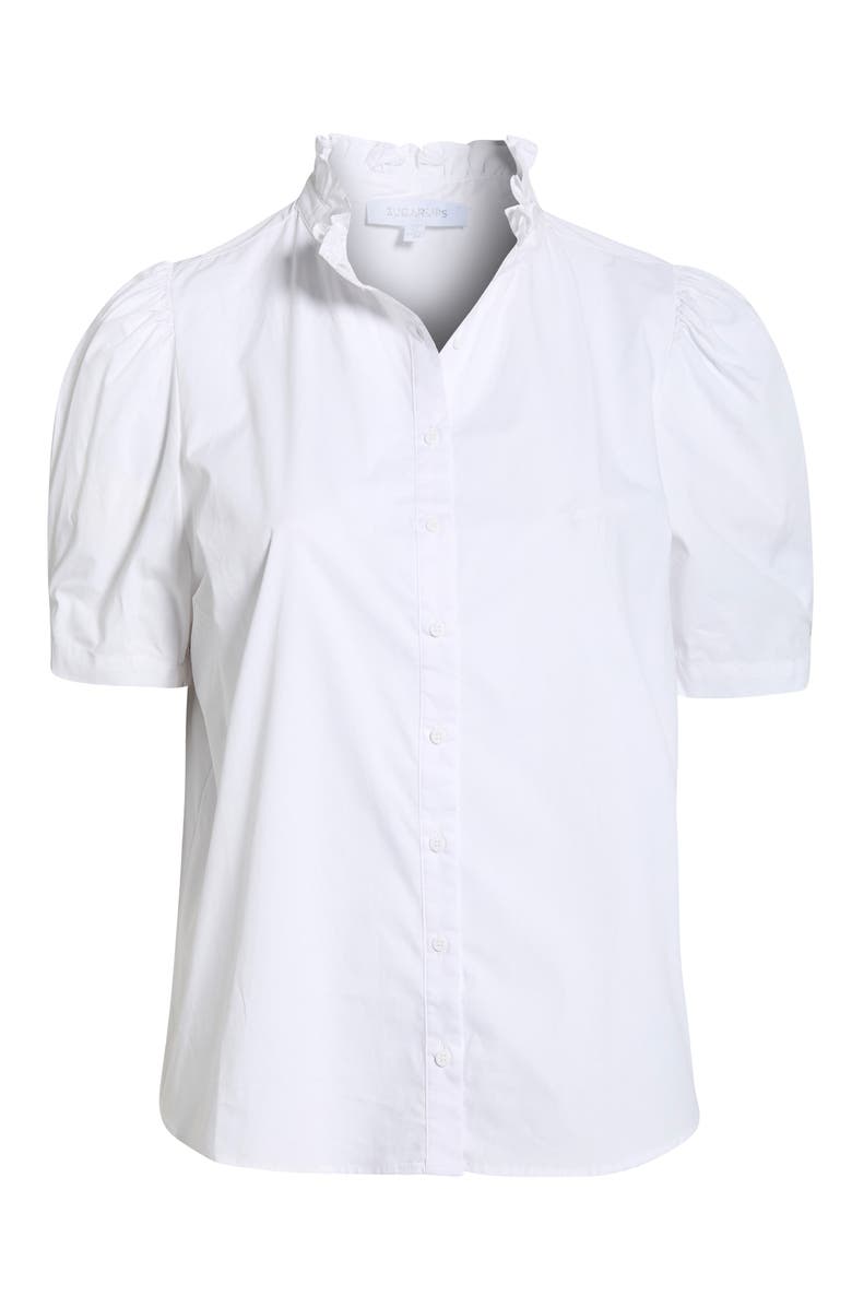 SUGARLIPS Finley Ruffle Puff Sleeve Shirt, Alternate, color, White