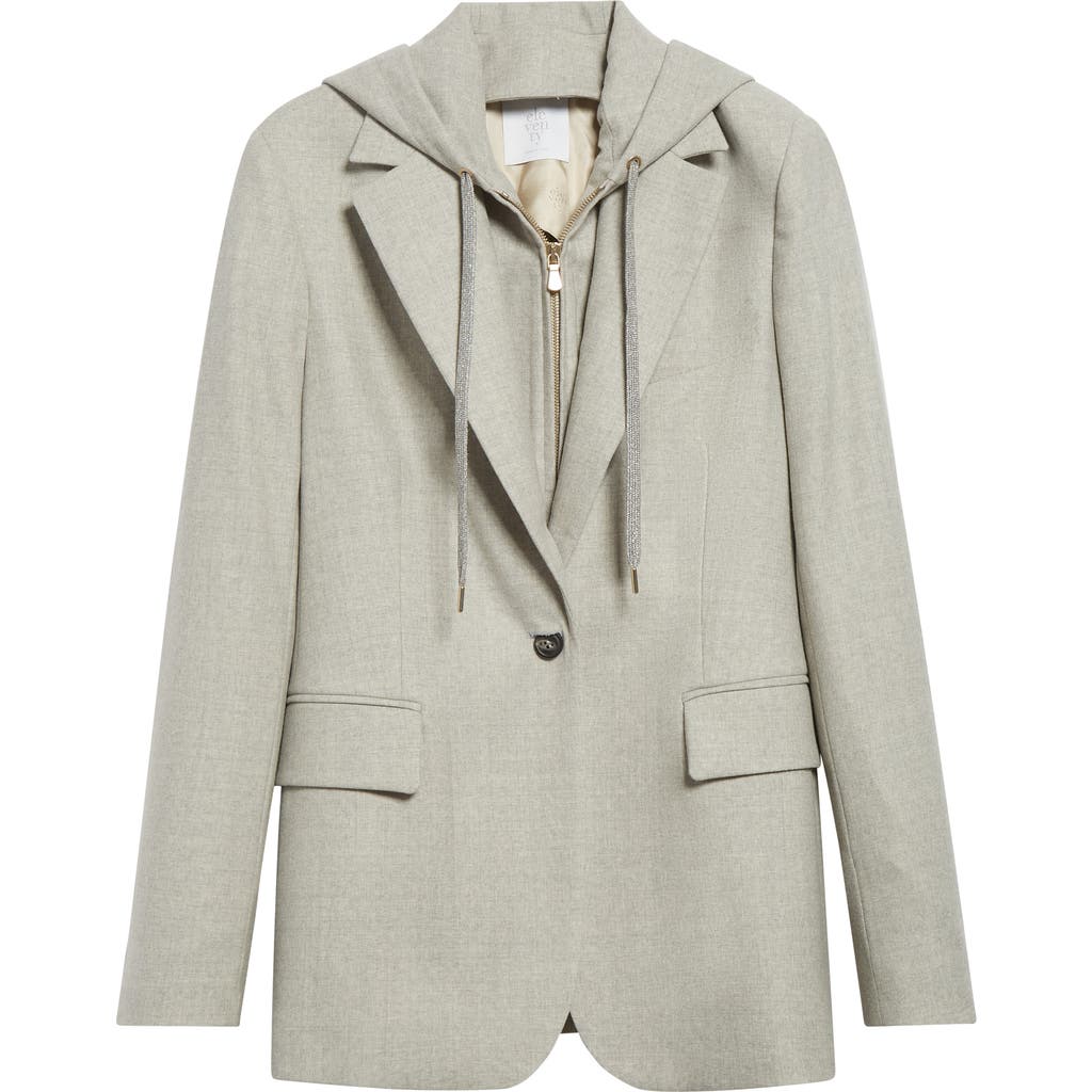 Eleventy Stretch Wool Blazer With Removable Hooded Bib