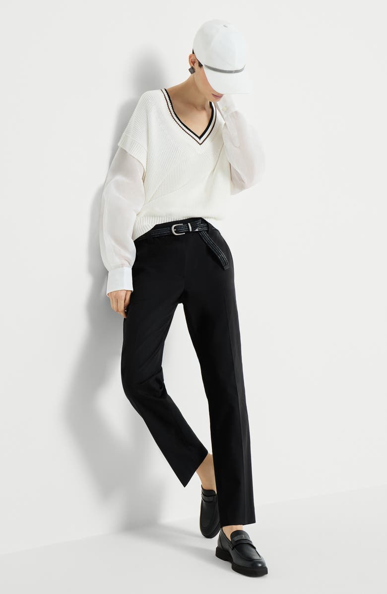 Brunello Cucinelli Cigarette trousers, Alternate, color, Black