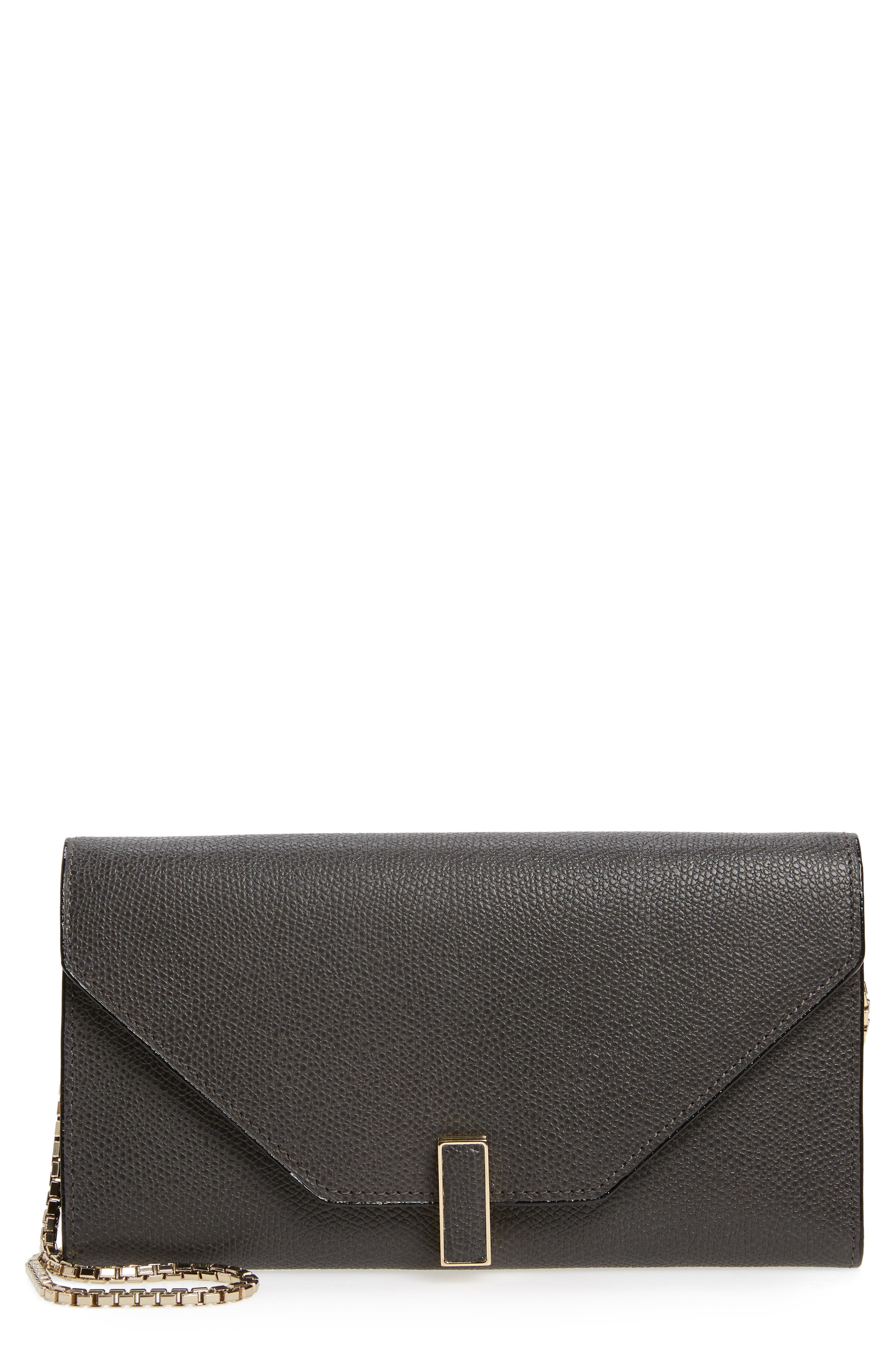 Iside Leather Continental Wallet on a Chain, Main, color, FUMO DI LONDRA