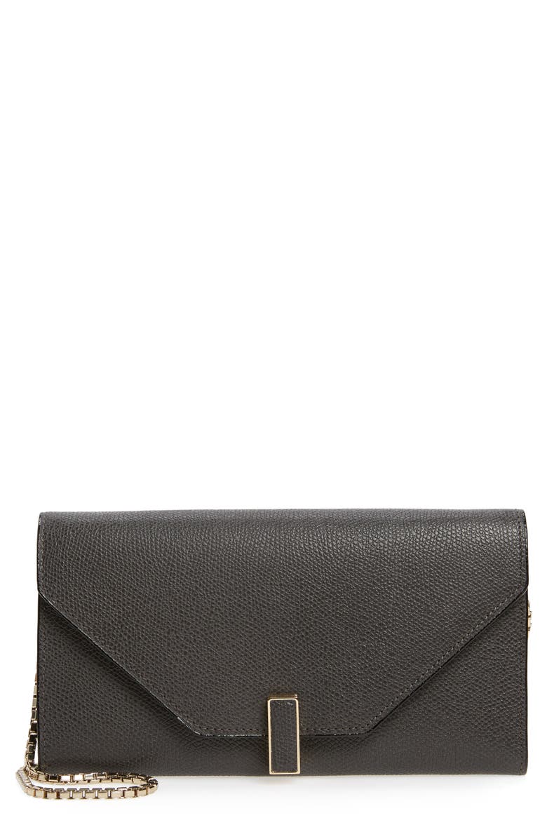 Valextra Iside Leather Continental Wallet on a Chain, Main, color, 