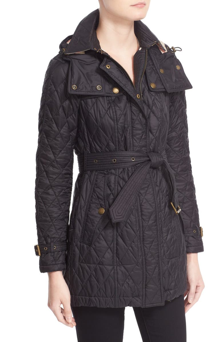 Burberry Finsbridge Belted Quilted Jacket, Alternate, color,