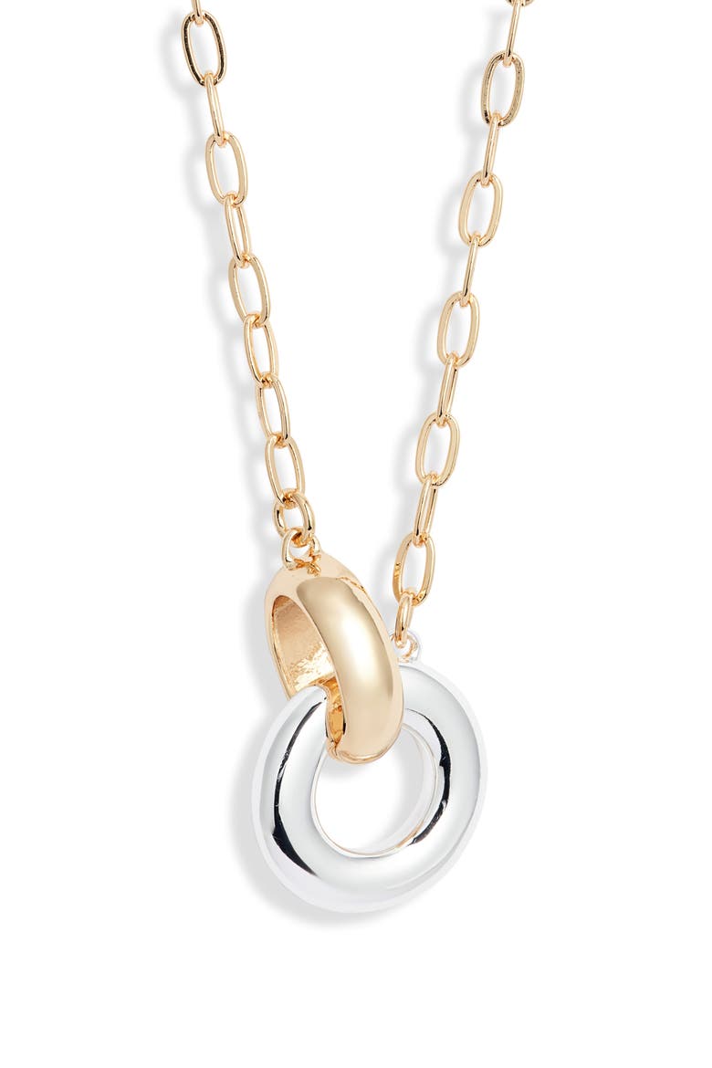 Polished Link Circle Necklace, Main, color, GOLD- SILVER