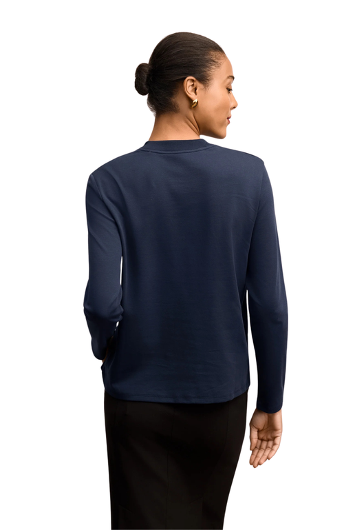 M.m.lafleur Raquel Organic Pima Cotton Long-sleeve Tee In Blue