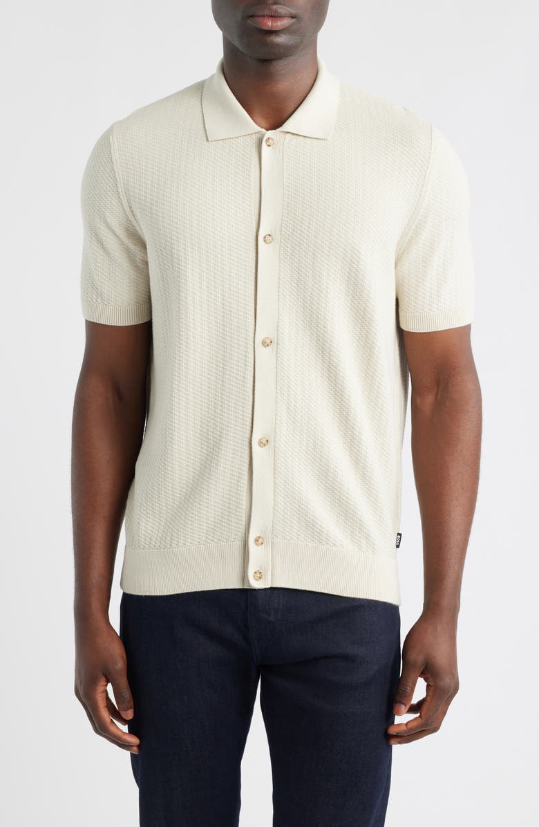 BOSS Iseppo Short Sleeve Cardigan, Main, color, Open White