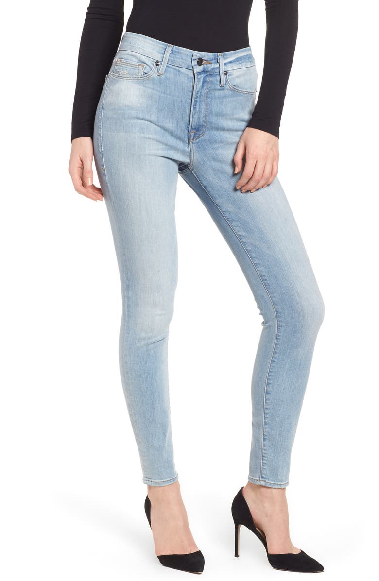Good American Good Waist Ripped High Waist Skinny Jeans, Main, color, 