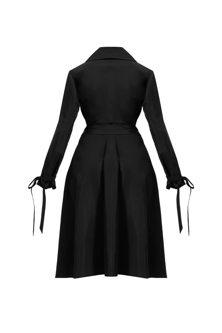 Long Sleeve Wrap Midi Dress, Alternate, color, Black