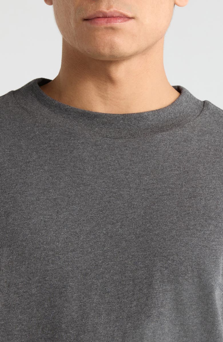 Fear of God Essentials Classic Fit Embroidered Logo Long Sleeve T-Shirt, Alternate, color, Charcoal Heather