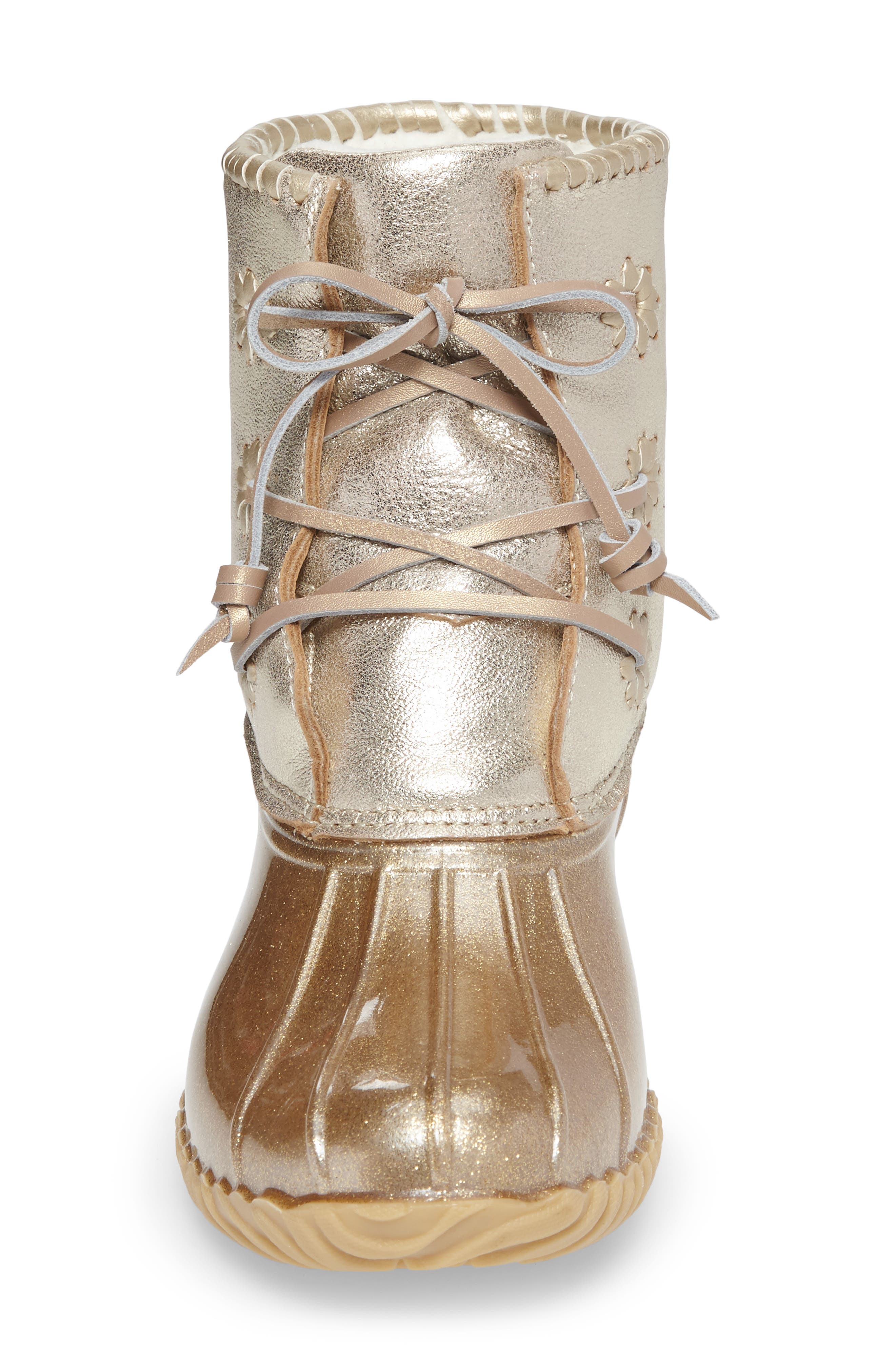 'Chloe' Rain Boot, Alternate, color, PLATINUM GLITTER LEATHER