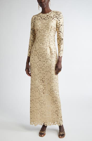Oscar de la Renta Long Sleeve Foiled Rose Guipure Lace Gown | Nordstromrack Oscar de la Renta Long Sleeve Foiled Rose Guipure Lace Gown | Nordstromrack