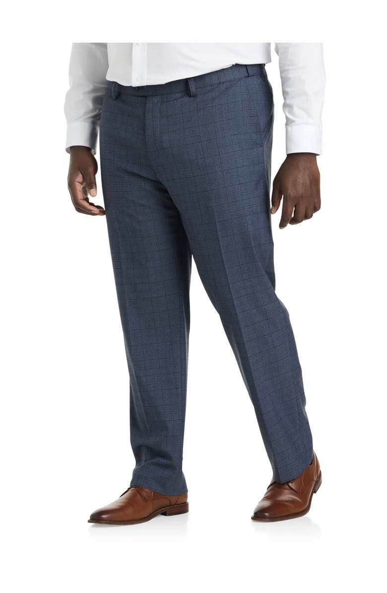 Oak Hill by DXL Big & Tall Windowpane Suit Pants, Main, color, Blue