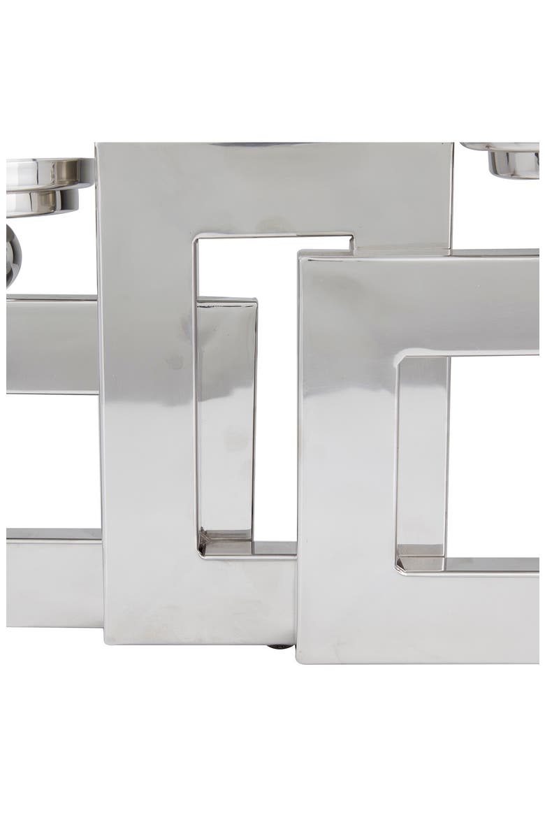 Silvertone Stainless Steel Pillar 3 Plate Candle Holder, Alternate, color, SILVER