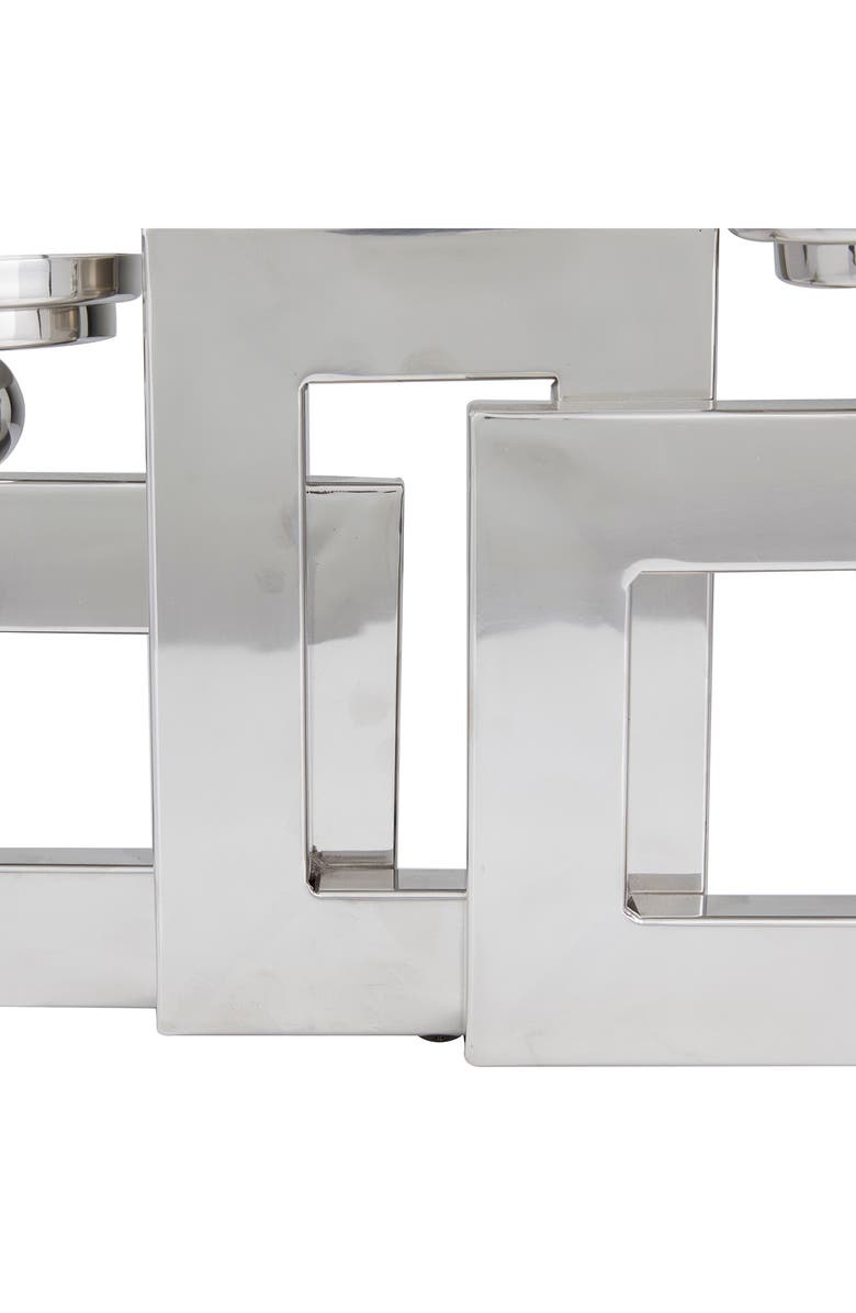 VIVIAN LUNE HOME Silvertone Stainless Steel Pillar 3 Plate Candle Holder, Alternate, color, Silver