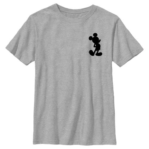 Mickey & Friends Boy's Mickey Mouse Pocket Silhouette Graphic T-shirt In Gray