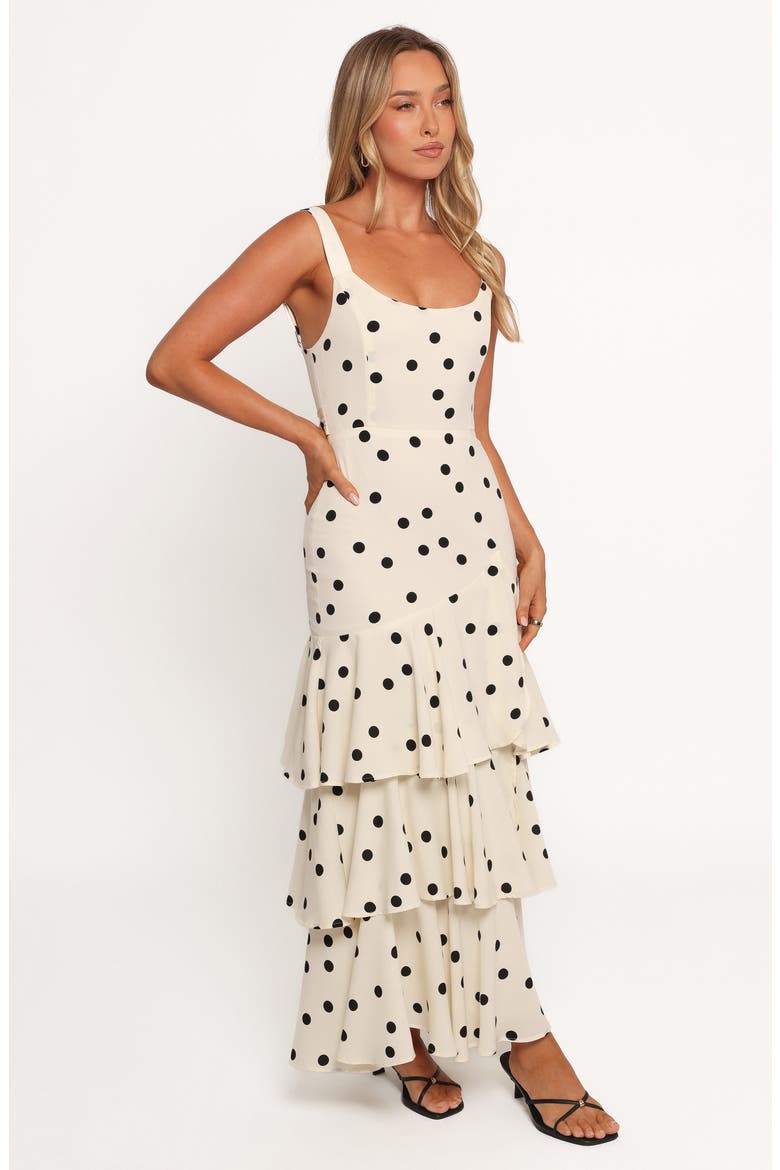Mabel Polka Dot Tiered Maxi Sundress, Alternate, color, CREAM