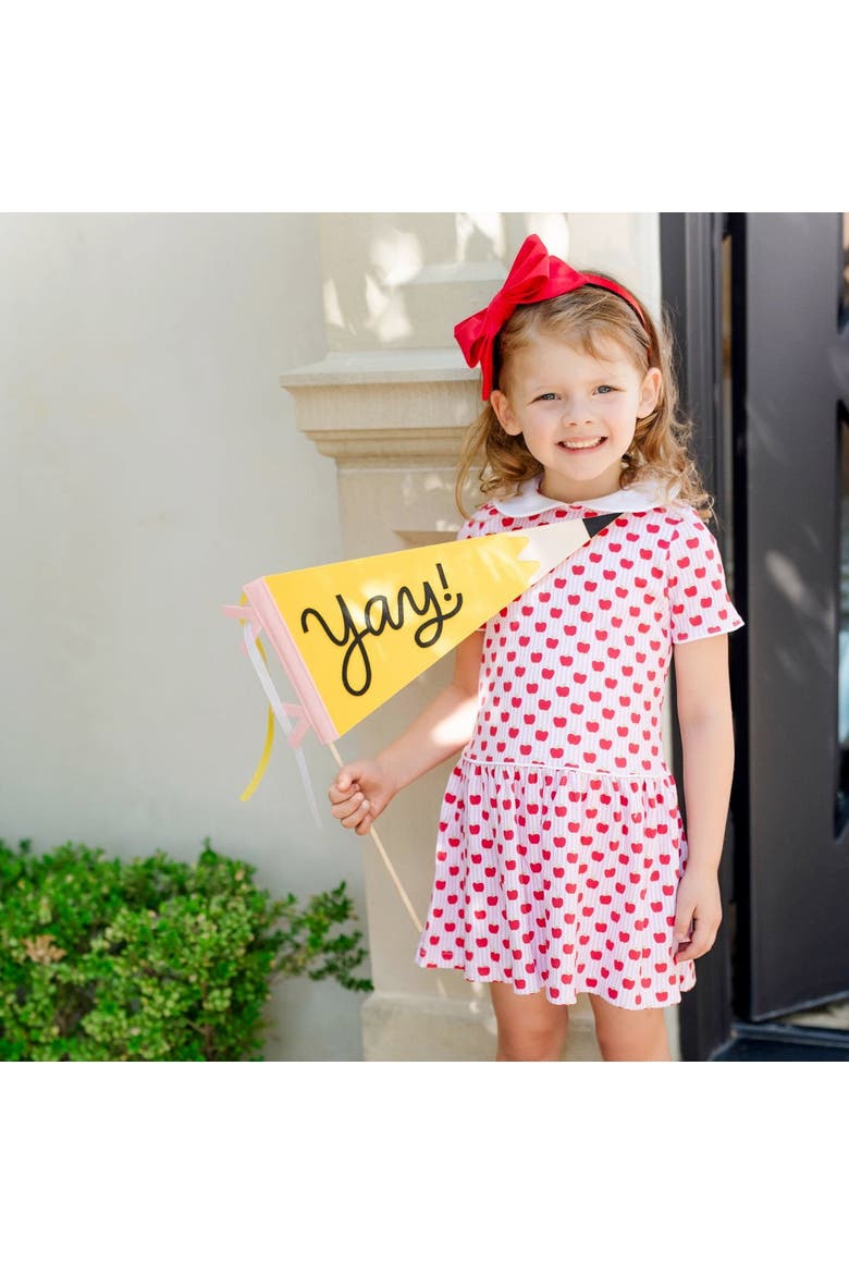 Libby Girls' Dress, Alternate, color, Schoolhouse Apples Pink