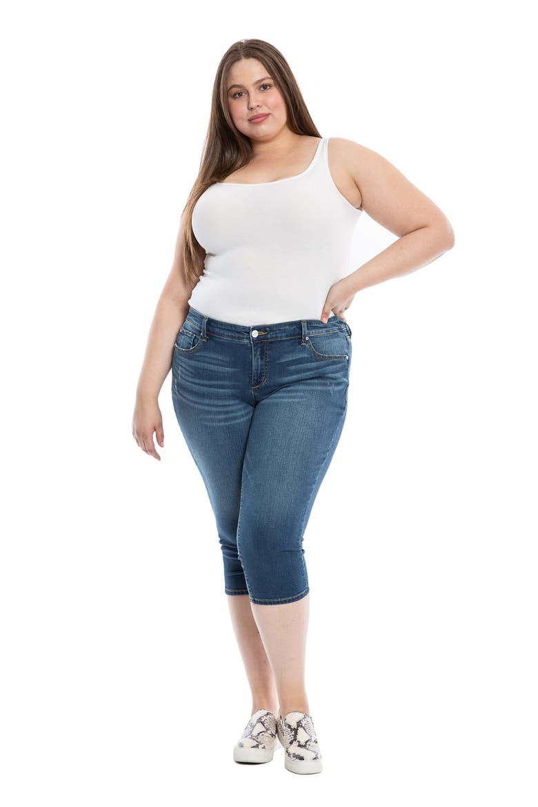 Frayed Crop Capri Jeans, Alternate, color, PALMER