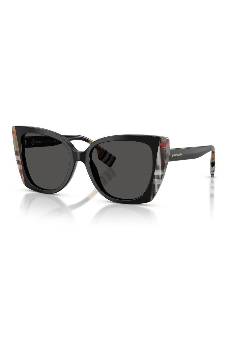54mm Cat Eye Sunglasses, Alternate, color, BLACK/ VINTAGE CHECK/ GREY