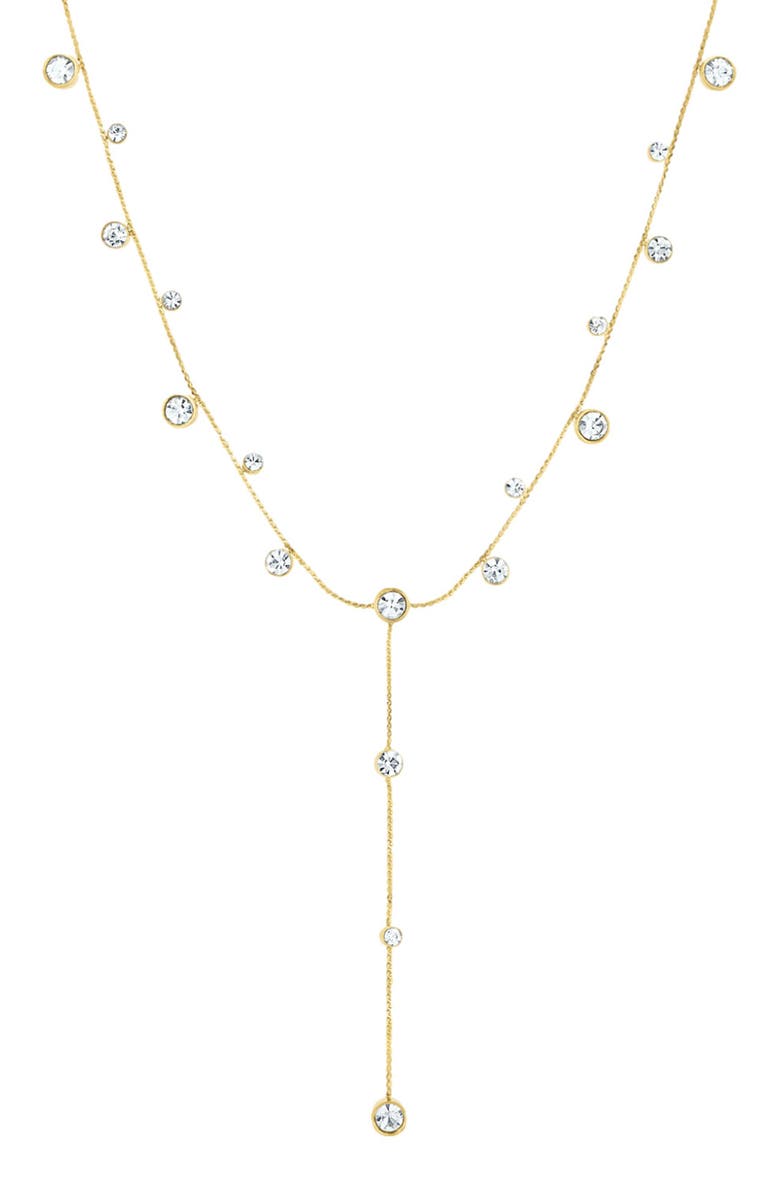 BEN ONI Bezel Cubic Zirconia Y Necklace, Main, color, Gold