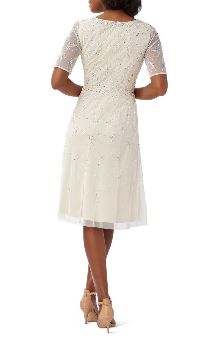 Adrianna Papell Beaded Tea Length Cocktail Dress, Alternate, color, 