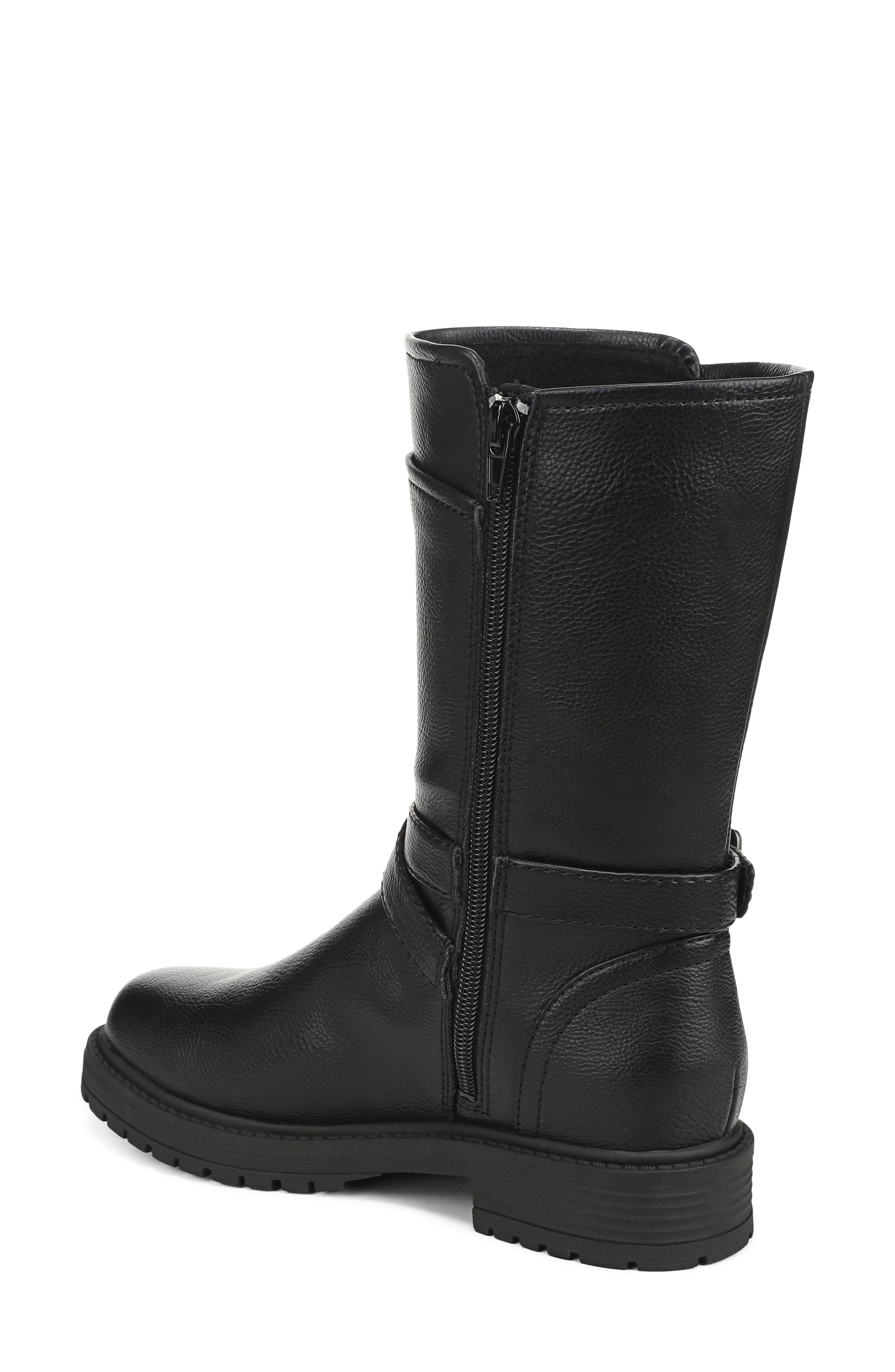 Alberta Faux Leather Moto Boot, Alternate, color, BLACK FAUX LEATHER
