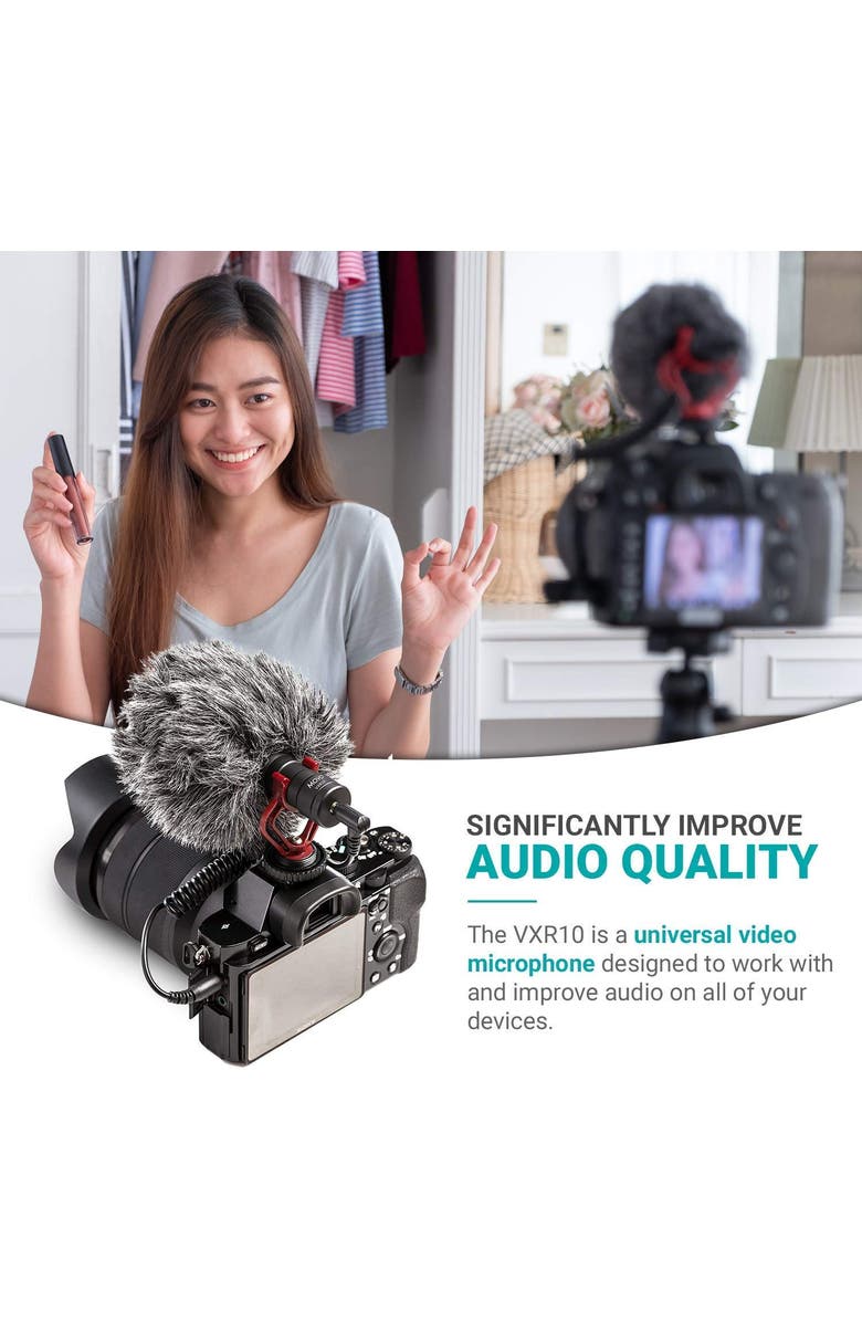 MOVO VXR10 Universal Video Microphone with Lightning Adapter, Alternate, color, Black