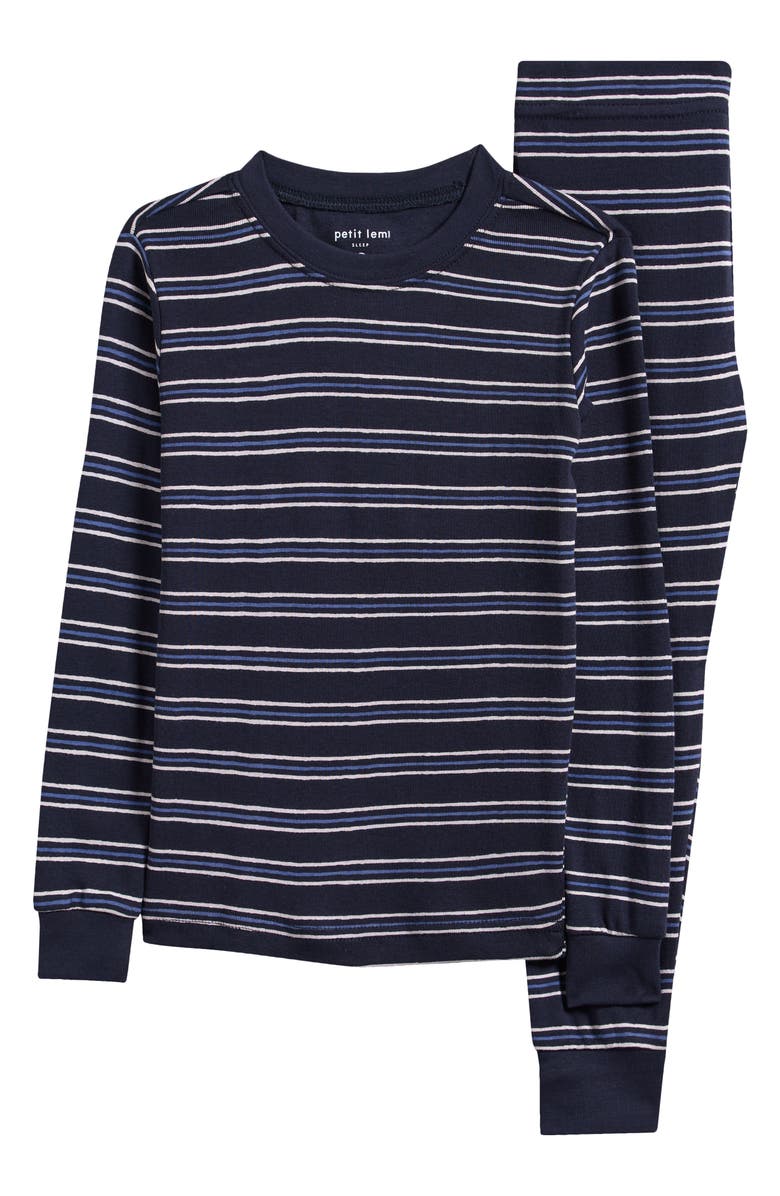 Petit Lem Kids' Print Fitted Cotton Two-Piece Pajama Set, Main, color, 