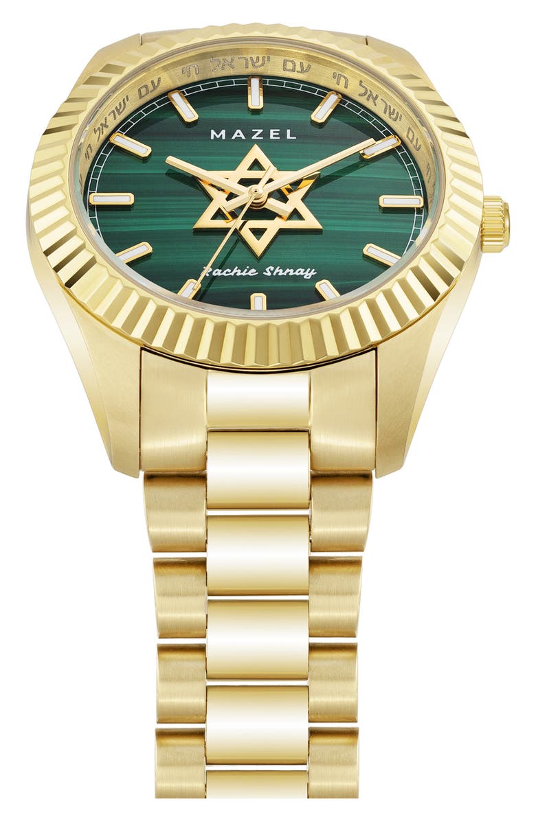 Rachie Shnay The Mazel Malachite Bracelet Watch, 36mm, Alternate, color, Malachite