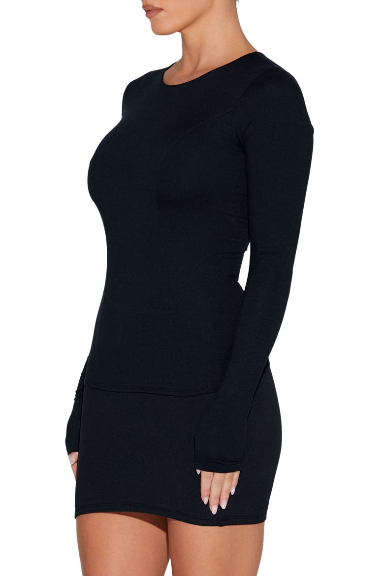x BARE In the Bare Long Sleeve Top, Alternate, color, BLACK