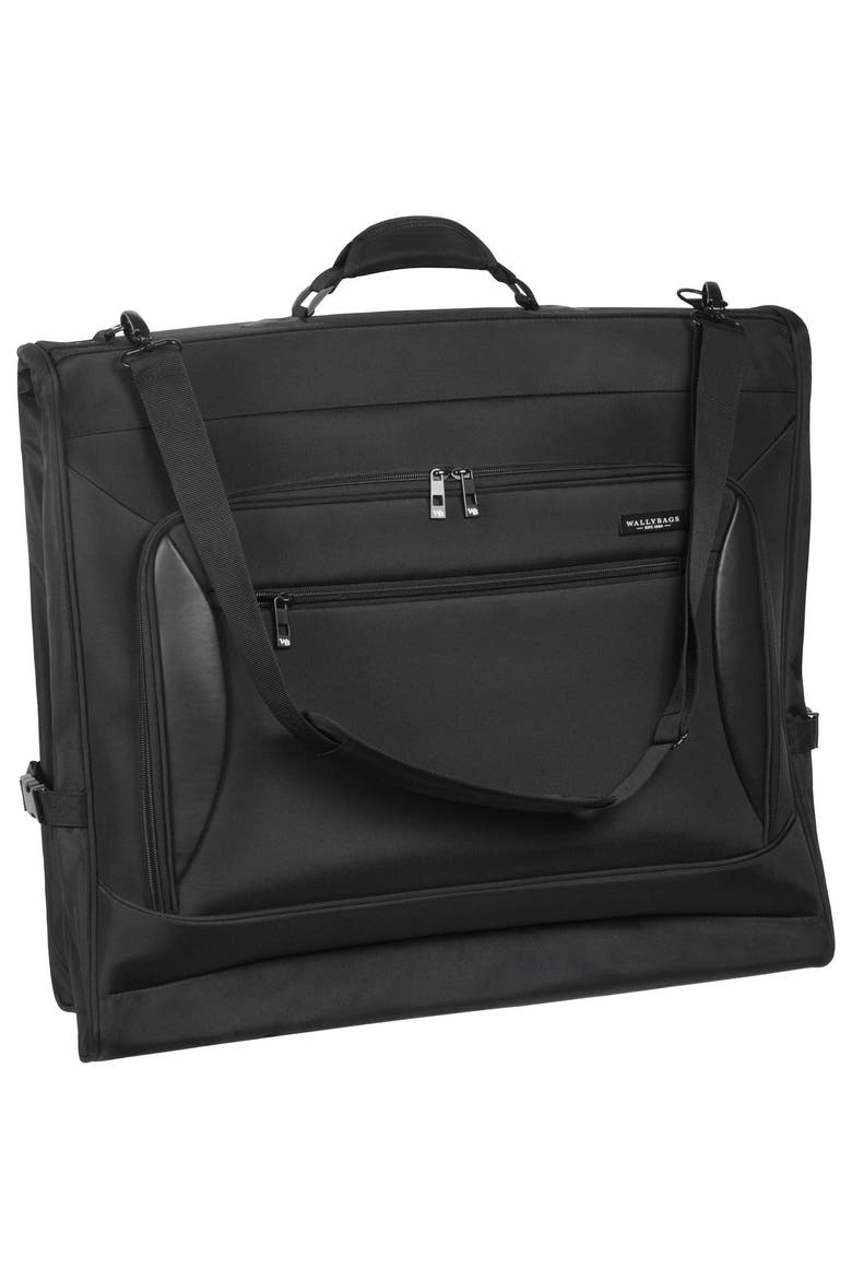 Solutions Premium Garment Bag with shoulder strap and multiple pockets, Main, color, Black