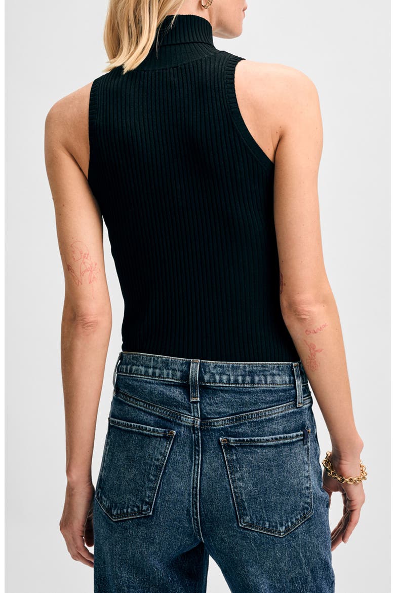 Rib Turtleneck Sleeveless Top, Alternate, color, BLACK
