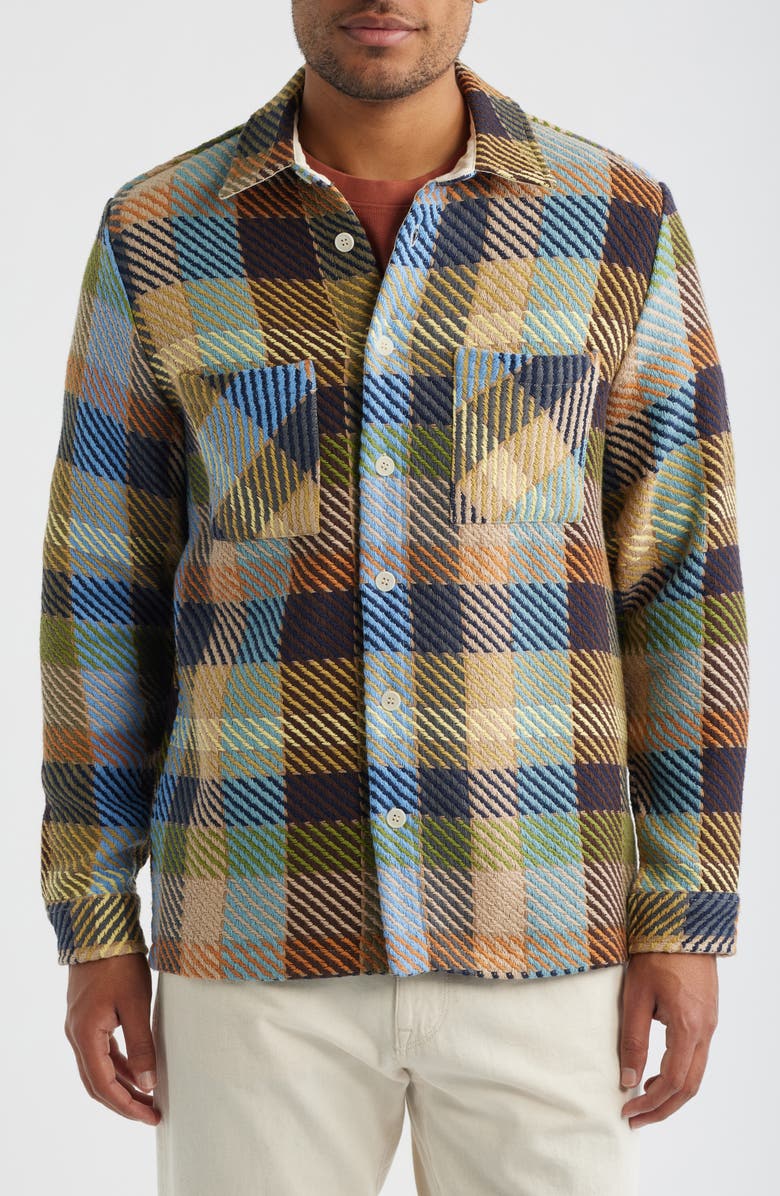 Wax London Whiting Pike Check Recycled Cotton Blend Overshirt, Alternate, color, Khaki / Multi