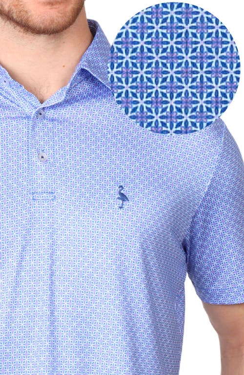 Tailorbyrd Mosaic Print Performance Polo In Blue