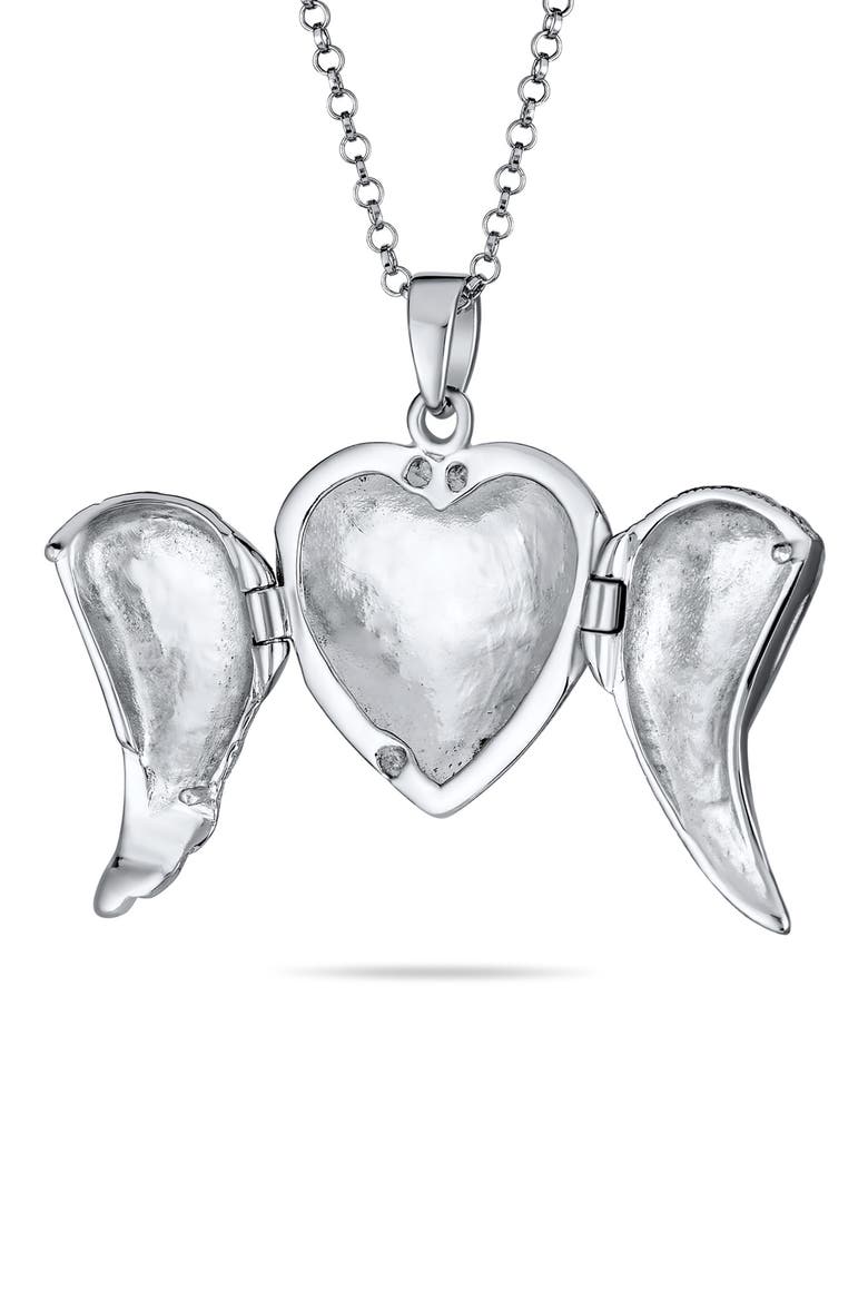 Guardian Angel Wing Necklace, Alternate, color, DARK SILVER